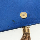 SAINT LAURENT Chain Kate Shoulder Bag Leather Blue Gold Auth 163093V-19