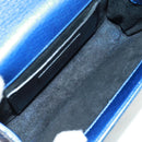 SAINT LAURENT Chain Kate Shoulder Bag Leather Blue Gold Auth 163093V-21