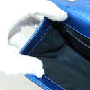 SAINT LAURENT Chain Kate Shoulder Bag Leather Blue Gold Auth 163093V-23