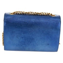 SAINT LAURENT Chain Kate Shoulder Bag Leather Blue Gold Auth 163093SAV-2