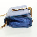 SAINT LAURENT Chain Kate Shoulder Bag Leather Blue Gold Auth 163093SAV-3