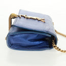 SAINT LAURENT Chain Kate Shoulder Bag Leather Blue Gold Auth 163093SAV-4