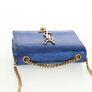 SAINT LAURENT Chain Kate Shoulder Bag Leather Blue Gold Auth 163093SAV-6
