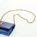 SAINT LAURENT Chain Kate Shoulder Bag Leather Blue Gold Auth 163093SAV-14