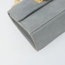 Salvatore Ferragamo Gancini Chain Shoulder Pouch Suede Gray Gold Auth 163100V-15