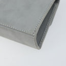Salvatore Ferragamo Gancini Chain Shoulder Pouch Suede Gray Gold Auth 163100V-16