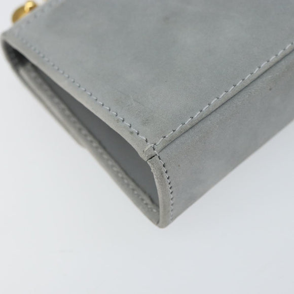 Salvatore Ferragamo Gancini Chain Shoulder Pouch Suede Gray Gold Auth 163100V
