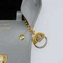 Salvatore Ferragamo Gancini Chain Shoulder Pouch Suede Gray Gold Auth 163100V-19