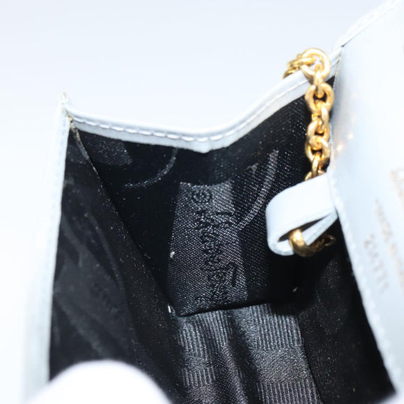 Salvatore Ferragamo Gancini Chain Shoulder Pouch Suede Gray Gold Auth 163100V