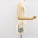 Salvatore Ferragamo Gancini Chain Shoulder Pouch Suede Gray Gold Auth 163100V-22