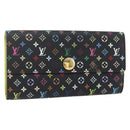 LOUIS VUITTON Multicolor Portefeuille Sarah Wallet Black M­93748 LV Auth 163111-13