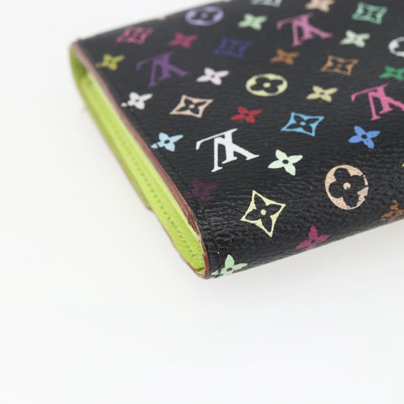 LOUIS VUITTON Multicolor Portefeuille Sarah Wallet Black M­93748 LV Auth 163111