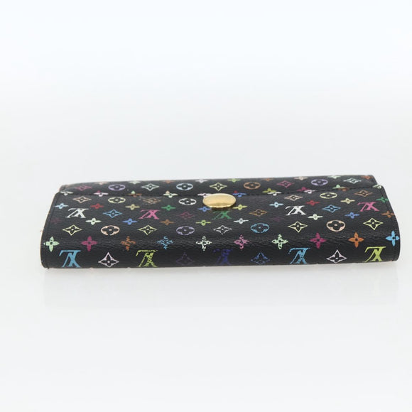 LOUIS VUITTON Multicolor Portefeuille Sarah Wallet Black M­93748 LV Auth 163111