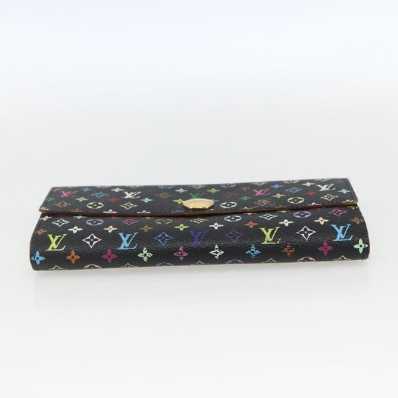 LOUIS VUITTON Multicolor Portefeuille Sarah Wallet Black M­93748 LV Auth 163111