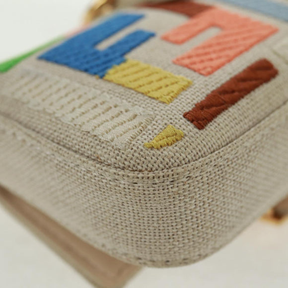 FENDI Zucca Canvas Micro Bucket Charm Multicolor Gold Auth 163112SAM