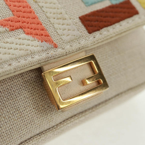 FENDI Zucca Canvas Micro Bucket Charm Multicolor Gold Auth 163112SAM
