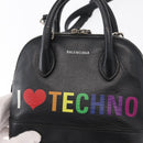 BALENCIAGA I LOVE TECHNO Villetop Handle XXS Bag Black 550646 Auth 163114V-16