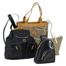 GUCCI GG Canvas GG Micro Supreme Bamboo Bag Leather PVC 4 Set Black Auth 163118-1