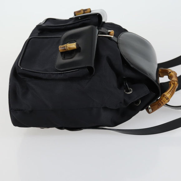 GUCCI GG Canvas GG Micro Supreme Bamboo Bag Leather PVC 4 Set Black Auth 163118