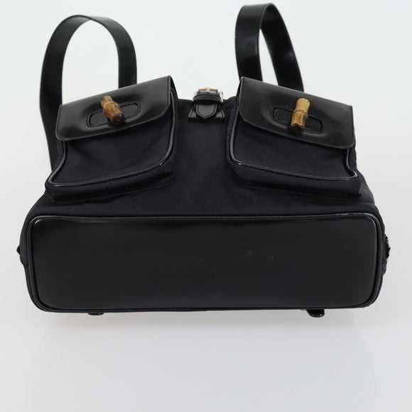 GUCCI GG Canvas GG Micro Supreme Bamboo Bag Leather PVC 4 Set Black Auth 163118