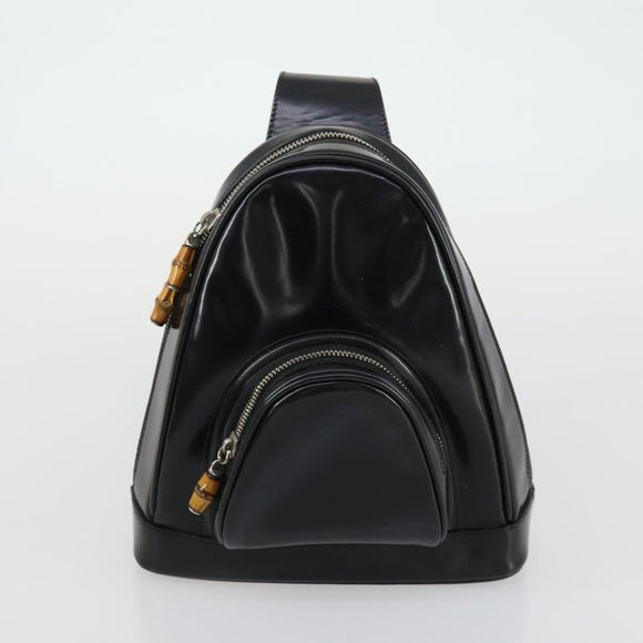 GUCCI GG Canvas GG Micro Supreme Bamboo Bag Leather PVC 4 Set Black Auth 163118