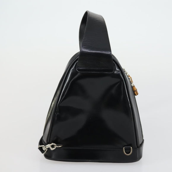 GUCCI GG Canvas GG Micro Supreme Bamboo Bag Leather PVC 4 Set Black Auth 163118