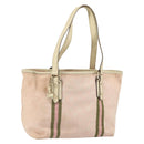 GUCCI GG Canvas Sherry Line Tote Bag Pink Gold 137896 Auth 163130-1