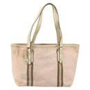 GUCCI GG Canvas Sherry Line Tote Bag Pink Gold 137896 Auth 163130-2