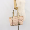 GUCCI GG Canvas Sherry Line Tote Bag Pink Gold 137896 Auth 163130-22