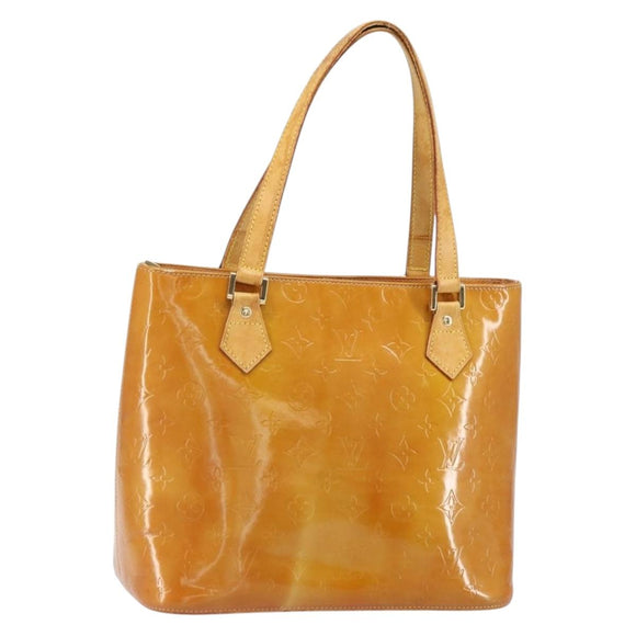 LOUIS VUITTON Monogram Vernis Houston Hand Bag Beige M91004 LV Auth 163133