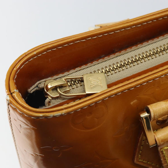 LOUIS VUITTON Monogram Vernis Houston Hand Bag Beige M91004 LV Auth 163133