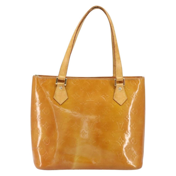 LOUIS VUITTON Monogram Vernis Houston Hand Bag Beige M91004 LV Auth 163133