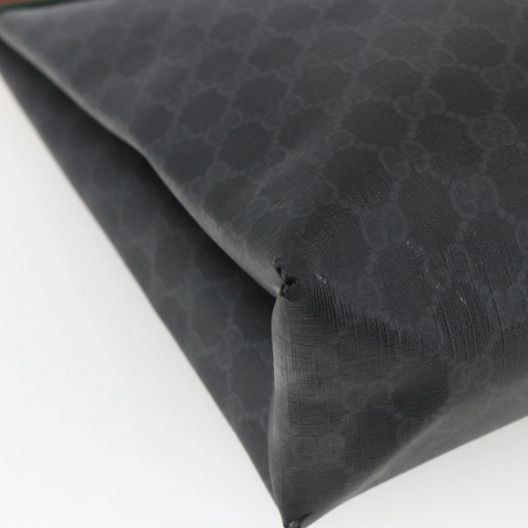 GUCCI GG Supreme Web Sherry Line Tote Bag PVC Black Gold 39 02 091 Auth 163144