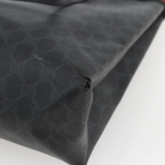 GUCCI GG Supreme Web Sherry Line Tote Bag PVC Black Gold 39 02 091 Auth 163144