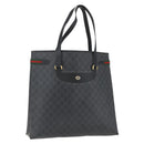 GUCCI GG Supreme Web Sherry Line Tote Bag PVC Black Gold 39 02 091 Auth 163144-1