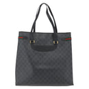 GUCCI GG Supreme Web Sherry Line Tote Bag PVC Black Gold 39 02 091 Auth 163144-2