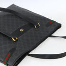 GUCCI GG Supreme Web Sherry Line Tote Bag PVC Black Gold 39 02 091 Auth 163144-6
