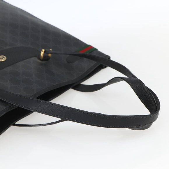 GUCCI GG Supreme Web Sherry Line Tote Bag PVC Black Gold 39 02 091 Auth 163144