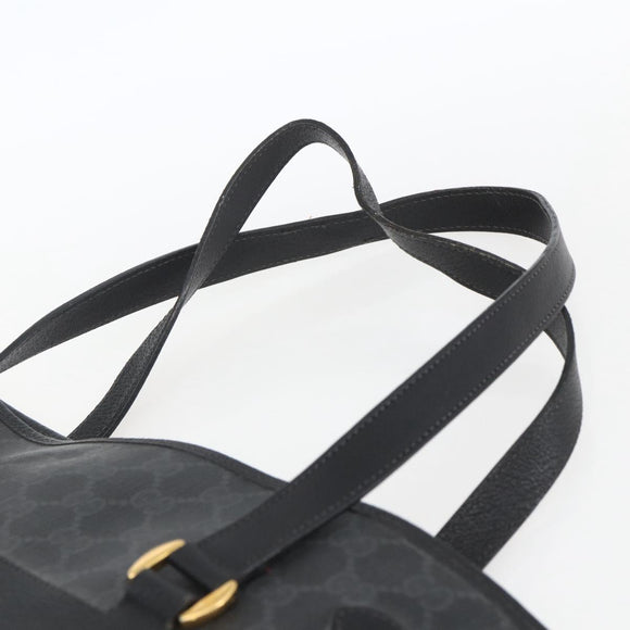 GUCCI GG Supreme Web Sherry Line Tote Bag PVC Black Gold 39 02 091 Auth 163144