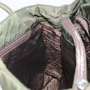 PRADA Tote Bag Nylon Khaki Silver Auth 163146-18