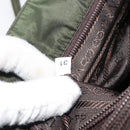PRADA Tote Bag Nylon Khaki Silver Auth 163146-12