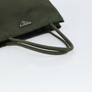 PRADA Tote Bag Nylon Khaki Silver Auth 163146-7