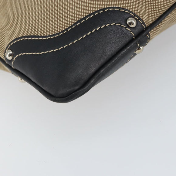 PRADA Shoulder Bag Canvas Beige Gold Auth 163147