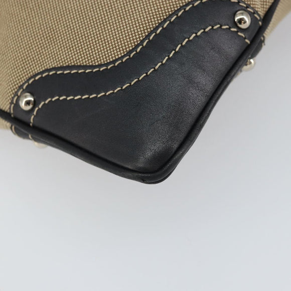 PRADA Shoulder Bag Canvas Beige Gold Auth 163147