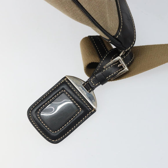PRADA Shoulder Bag Canvas Beige Gold Auth 163147