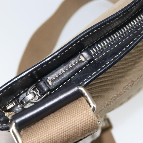 PRADA Shoulder Bag Canvas Beige Gold Auth 163147
