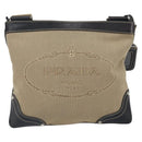PRADA Shoulder Bag Canvas Beige Gold Auth 163147-13