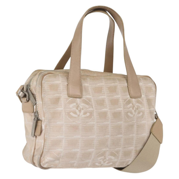 CHANEL New Travel line Hand Bag 2wat Beige CC Auth 163150