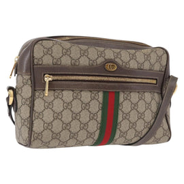 GUCCI Ophidia GG Supreme Web Sherry Line Bag PVC Beige 517080 Auth 163153