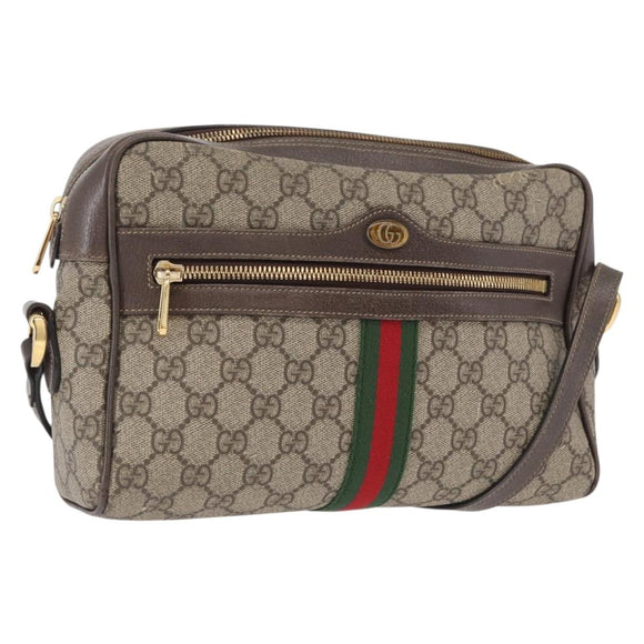 GUCCI Ophidia GG Supreme Web Sherry Line Tasche PVC Beige 517080 Auth 163153